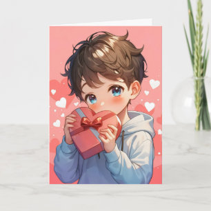 Tarjeta Festiva Chico Anime de Amor Adorable