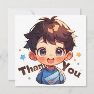 Tarjeta Festiva Chico Anime Feliz Gracias