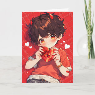 Tarjeta Festiva Chico Diablo Dibujo Anime Lindo