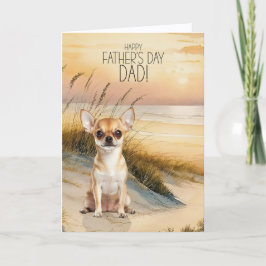 Tarjeta Festiva Chihuahua Dog Sunset Beach Father's Day