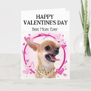 Tarjeta Festiva Chihuahua Enojado Mejor Mamá Día de San Valentín P
