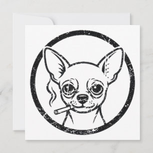 Tarjeta Festiva Chihuahua Fumador Vintage Mascota Cigarro Retro