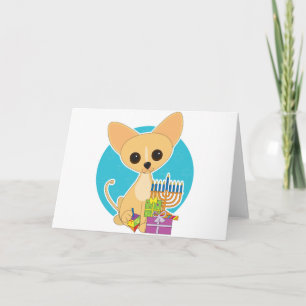 Tarjeta Festiva Chihuahua Hanukkah