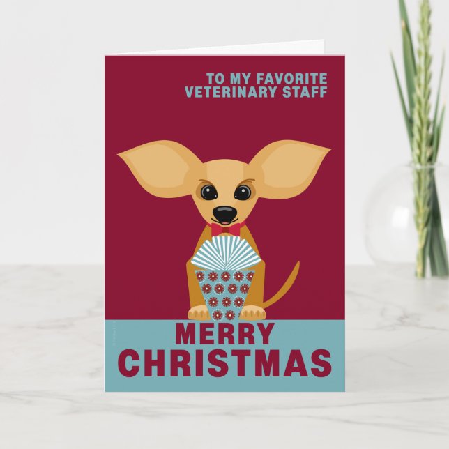 Tarjeta Festiva Chihuahua linda del personal veterinario de las (Anverso)