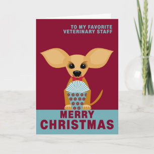 Tarjeta Festiva Chihuahua linda del personal veterinario de las