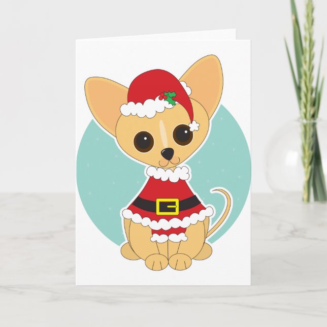 Tarjeta Festiva Chihuahua Santa (Anverso)