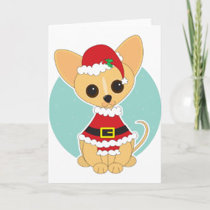 Tarjeta Festiva Chihuahua Santa