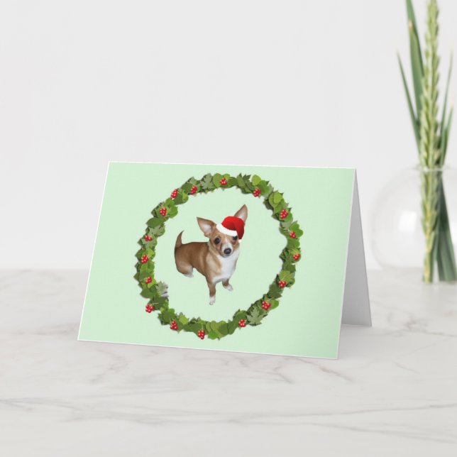 Tarjeta Festiva Chihuahua Santa (Anverso)