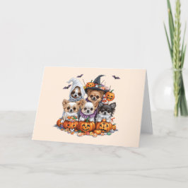 Tarjeta Festiva Chihuahuas de Halloween
