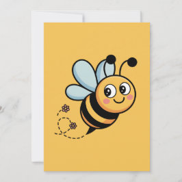 Tarjeta Festiva Child-Friendly Bee Mascot with Dotted Trail