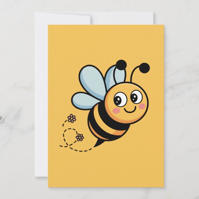 Tarjeta Festiva Child-Friendly Bee Mascot with Dotted Trail (Anverso)