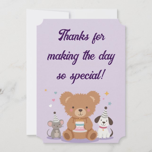 Tarjeta Festiva Childish Thank You Birthday Card Fun Kids Party (Anverso)