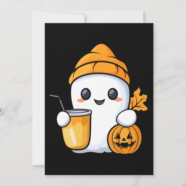 Tarjeta Festiva Chill Ghost Coffee Cálido Cae (Anverso)