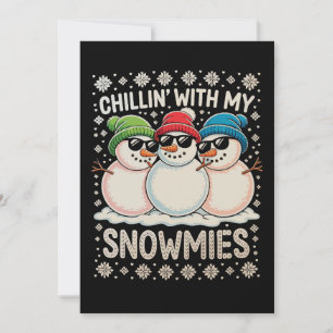 Tarjeta Festiva Chillin con mis Navidades de Snowmies navideños fe