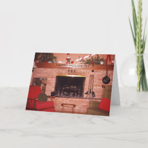 Tarjeta Festiva Chimenea de feriado de los navidades