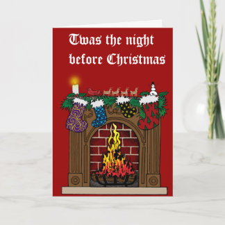 Tarjeta Festiva Chimenea el Nochebuena