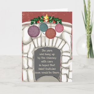 Tarjeta Festiva Chimenea hilados Navidades divertidos de punto de
