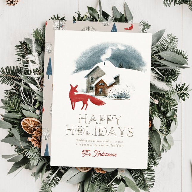 Tarjeta Festiva Chimney Red Fox Navidades de Winterscape (Subido por el creador)
