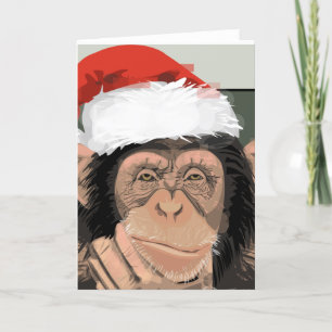 Tarjeta Festiva Chimpancé de Santa