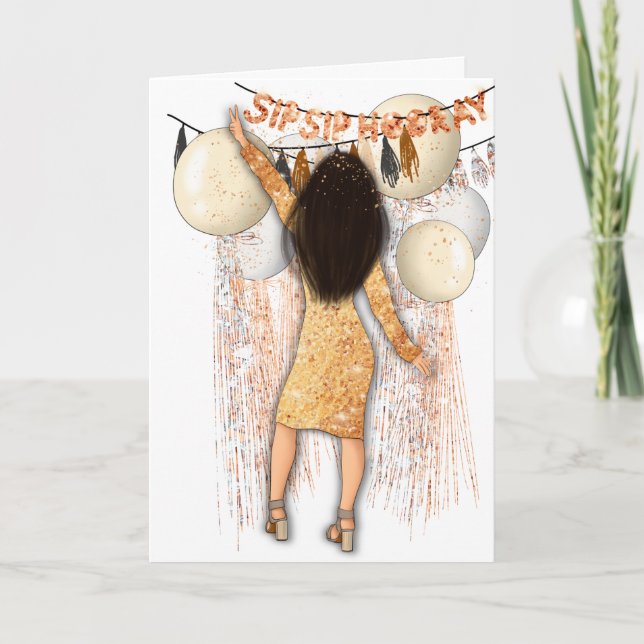 Tarjeta Festiva Chin Chin Horray Año Nuevo Feliz (Anverso)