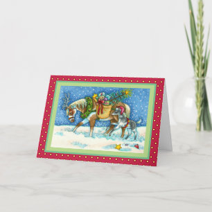 Tarjeta Festiva CHINCOTEAGUE PONIES & NAVIDADES WISHES Verse