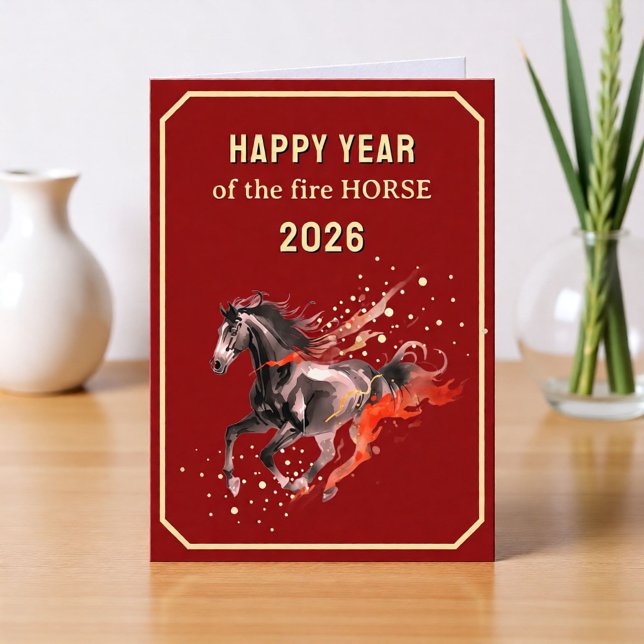 Tarjeta Festiva Chinese Happy Year of the Fire Horse 2026  (Subido por el creador)