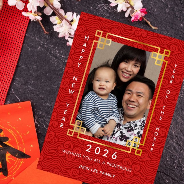 Tarjeta Festiva Chinese New Year 2026 Horse Photo Holiday Card (Subido por el creador)
