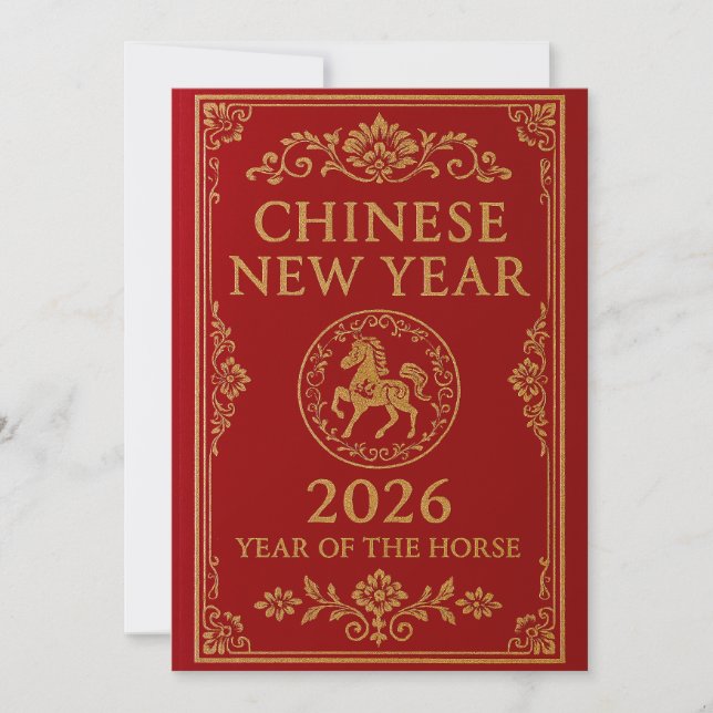 Tarjeta Festiva Chinese New Year 2026 - Year of the Horse (Anverso)