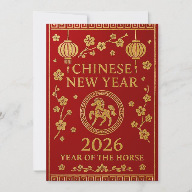 Tarjeta Festiva Chinese New Year 2026 - Year of the Horse (Anverso)