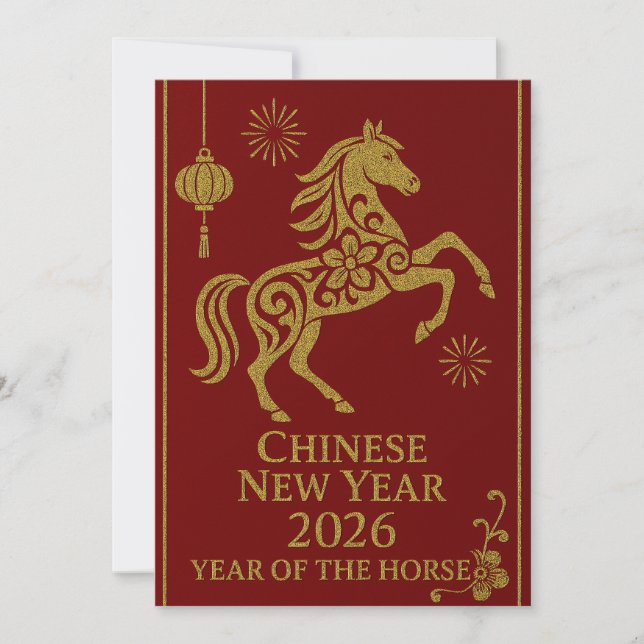 Tarjeta Festiva Chinese New Year 2026 - Year of the Horse (Anverso)