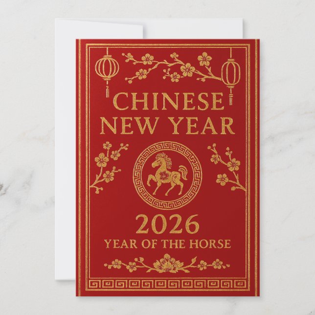 Tarjeta Festiva Chinese New Year 2026 - Year of the Horse (Anverso)