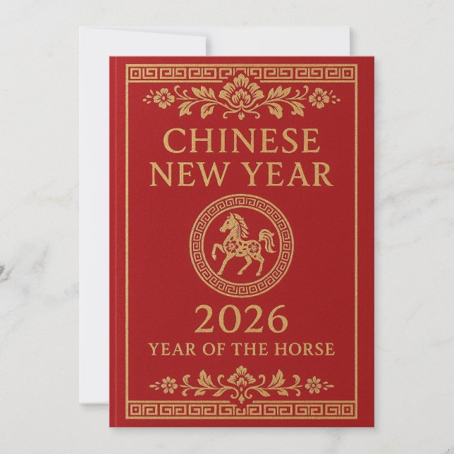 Tarjeta Festiva Chinese New Year 2026 - Year of the Horse (Anverso)
