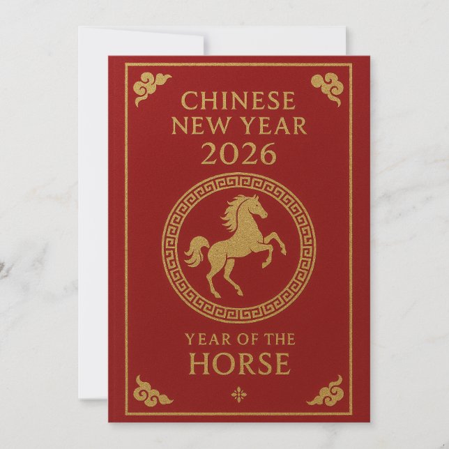 Tarjeta Festiva Chinese New Year 2026 - Year of the Horse (Anverso)