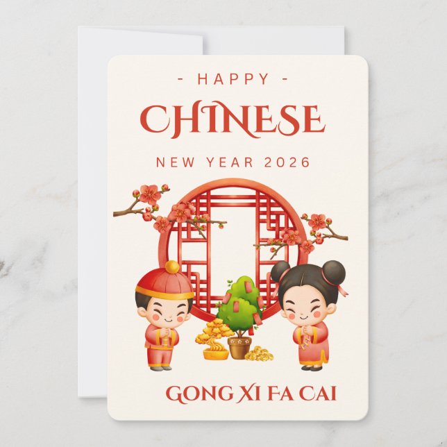 Tarjeta Festiva Chinese New Year Gong Xi Fa Cai 2026 (Anverso)
