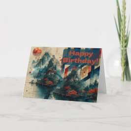 Tarjeta Festiva Chinese Watercolor Abstract Card