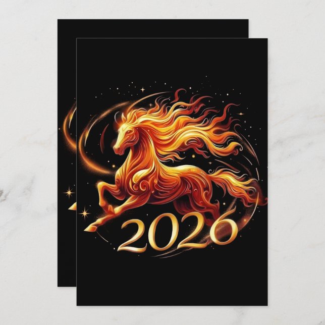 Tarjeta Festiva Chinese Year of Horse 2026 Celebrations (Anverso / Reverso)