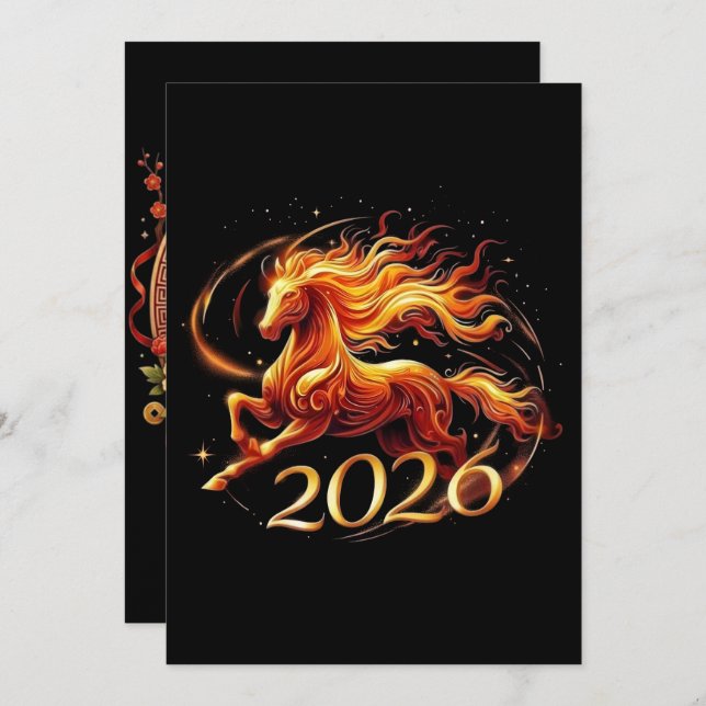 Tarjeta Festiva Chinese Year of Horse 2026 Celebrations (Anverso / Reverso)