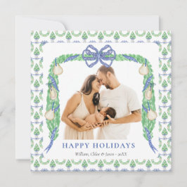 Tarjeta Festiva Chinoiserie azul de la costa azul del abuelito fot