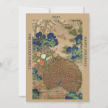 Chinoiserie Pavo Azul con Jardín de Flores Exótica