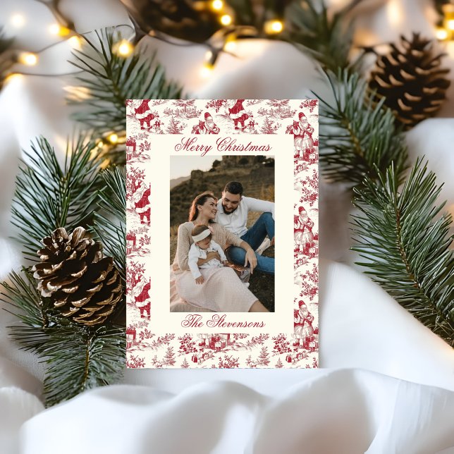 Tarjeta Festiva Chinoiserie Toile De Jouy Festive Photo Christmas (Subido por el creador)