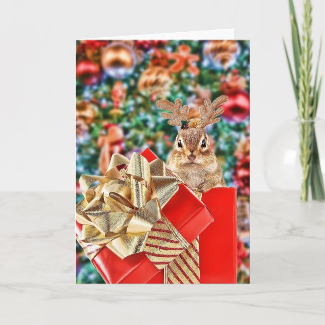 Tarjeta Festiva Chipmunk, Navidades inteligentes (Anverso)
