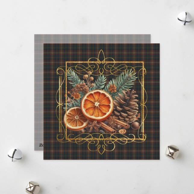 Tarjeta Festiva Chisholm Hunting Modern Scottish Tartan Christmas  (Anverso/Reverso In Situ)