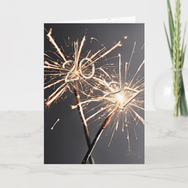 Tarjeta Festiva Chispas de Año Nuevo 2027 (Anverso)