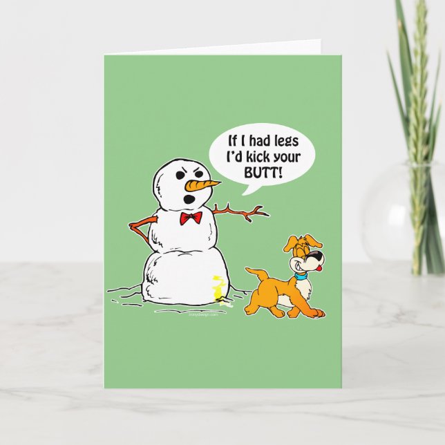 Tarjeta Festiva Chiste de Snowman Green (Anverso)