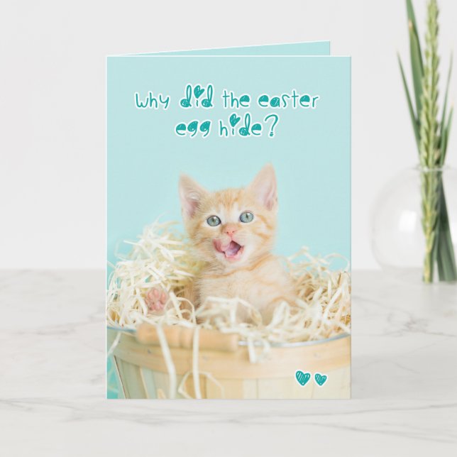 Tarjeta Festiva Chiste naranja Kitten Easter (Anverso)
