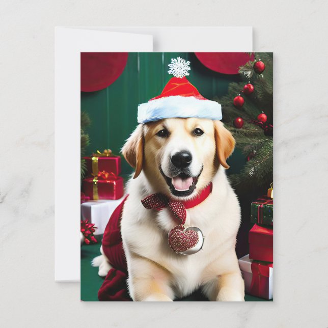 Tarjeta Festiva Chistmas del perro Labrador (Anverso)