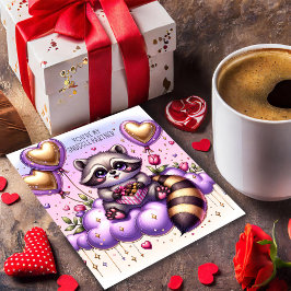 Tarjeta Festiva Chocolate Box Raccoon Valentines Card