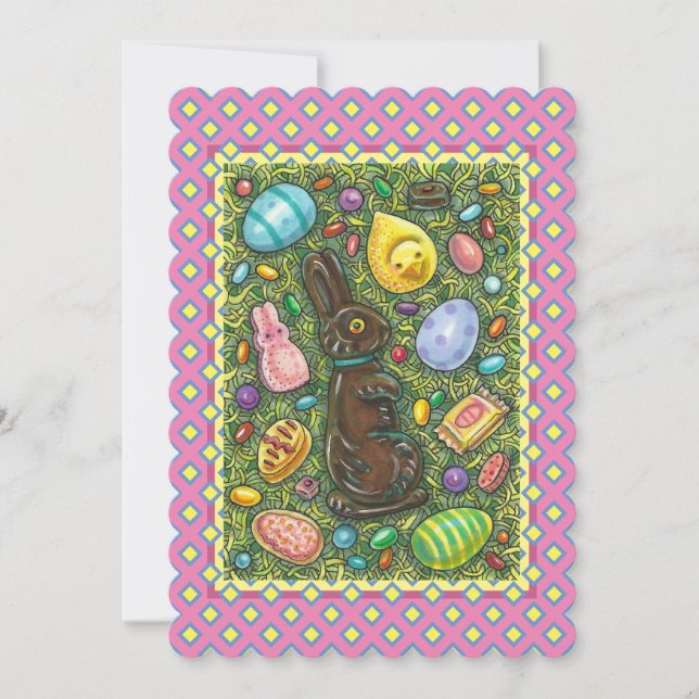 Tarjeta Festiva CHOCOLATE BUNNY, CHICK, JELLY BEANFlat (Anverso)