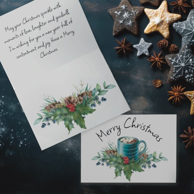 Tarjeta Festiva Chocolate caliente con hueso y vegetación de invie (Subido por el creador)