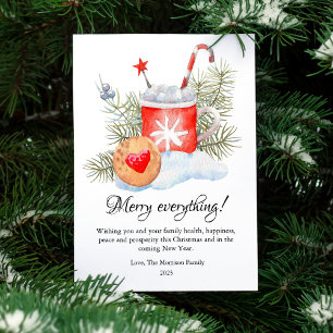 Tarjeta Festiva Chocolate Caliente Navideño de Acuarela Moderna Pl